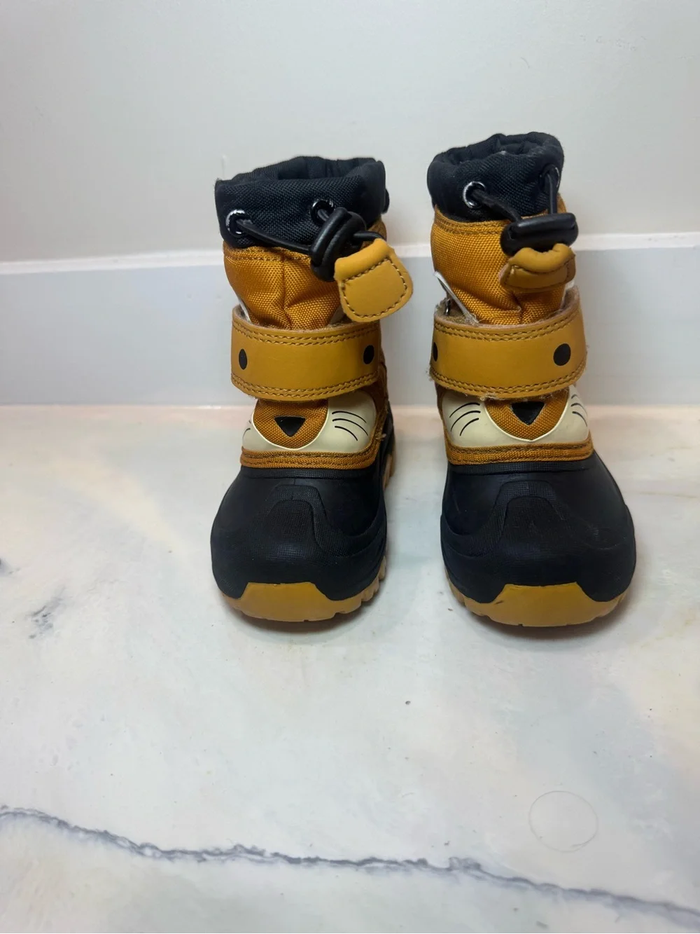 Kids Insulated Snow Boots in Mustard and Black